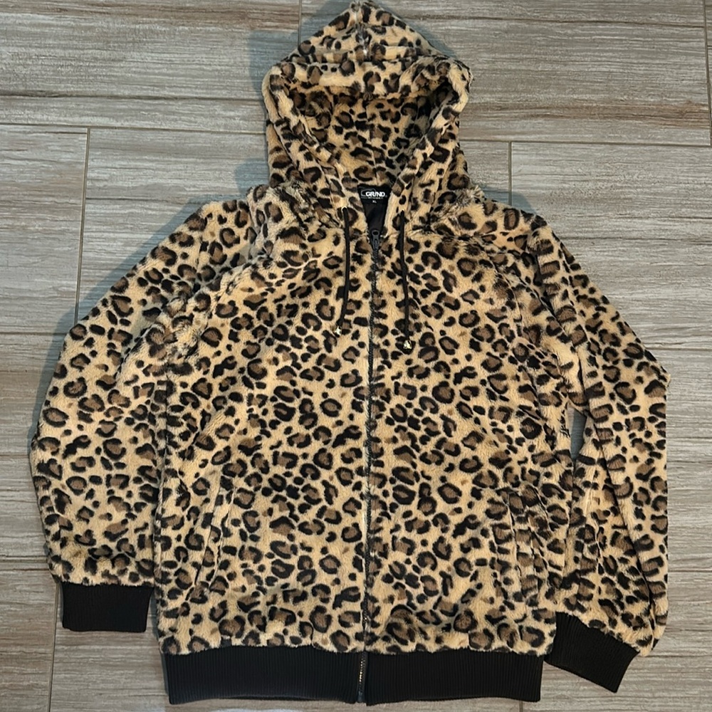 GRIND leopard zip-up jacket with hood